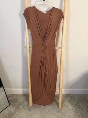 Rolla Coster Brown Knot-Front Maxi Dress